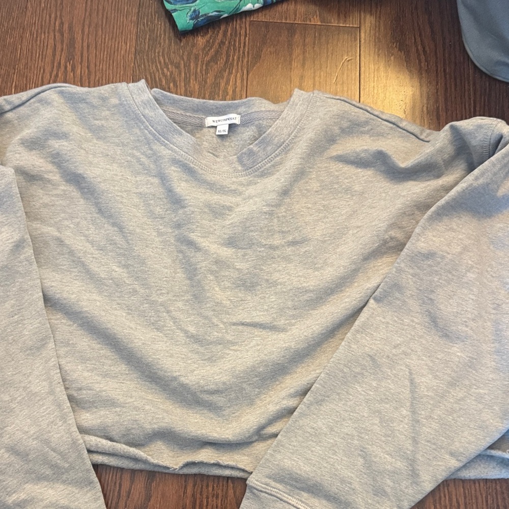 WE WORE WHAT Gray V-Neck crop Sweatshirt